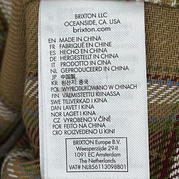 Brixton Bowery Flannel Over Shirt Mens M Brown Plaid Vegan Wool NEW - Picture 13 of 15